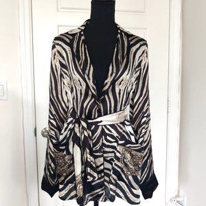 Shahida Parides Black and White Zebra print jacket with belt. Size S/M . Viscose